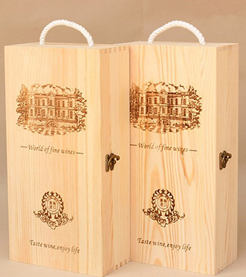 双支装红酒木盒葡萄酒盒包装礼盒原木色实木木制酒盒可定做
