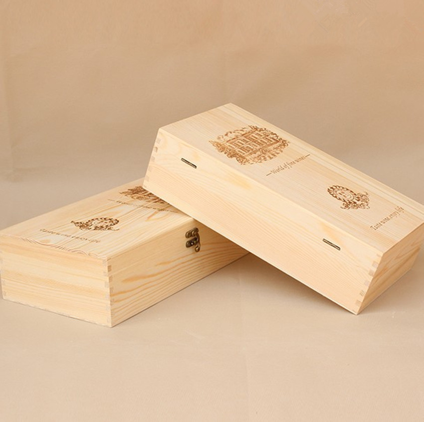 双支装红酒木盒葡萄酒盒包装礼盒原木色实木木制酒盒可定做 