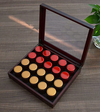 创意小罐茶叶包装盒现货仿木纹红茶茶叶礼盒高档开窗实木质茶叶盒