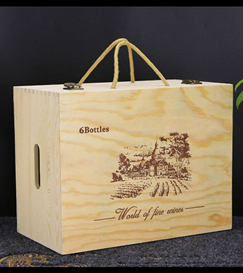 实木红酒木箱松木六支装葡萄酒礼盒 红酒木盒现货葡萄酒包装盒